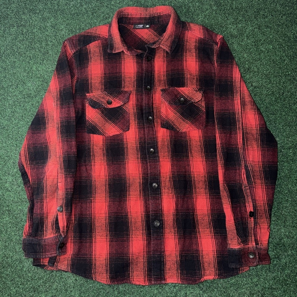 Psycho Tuna Red Black Flannel Men's Size Large W/ Pockets R1